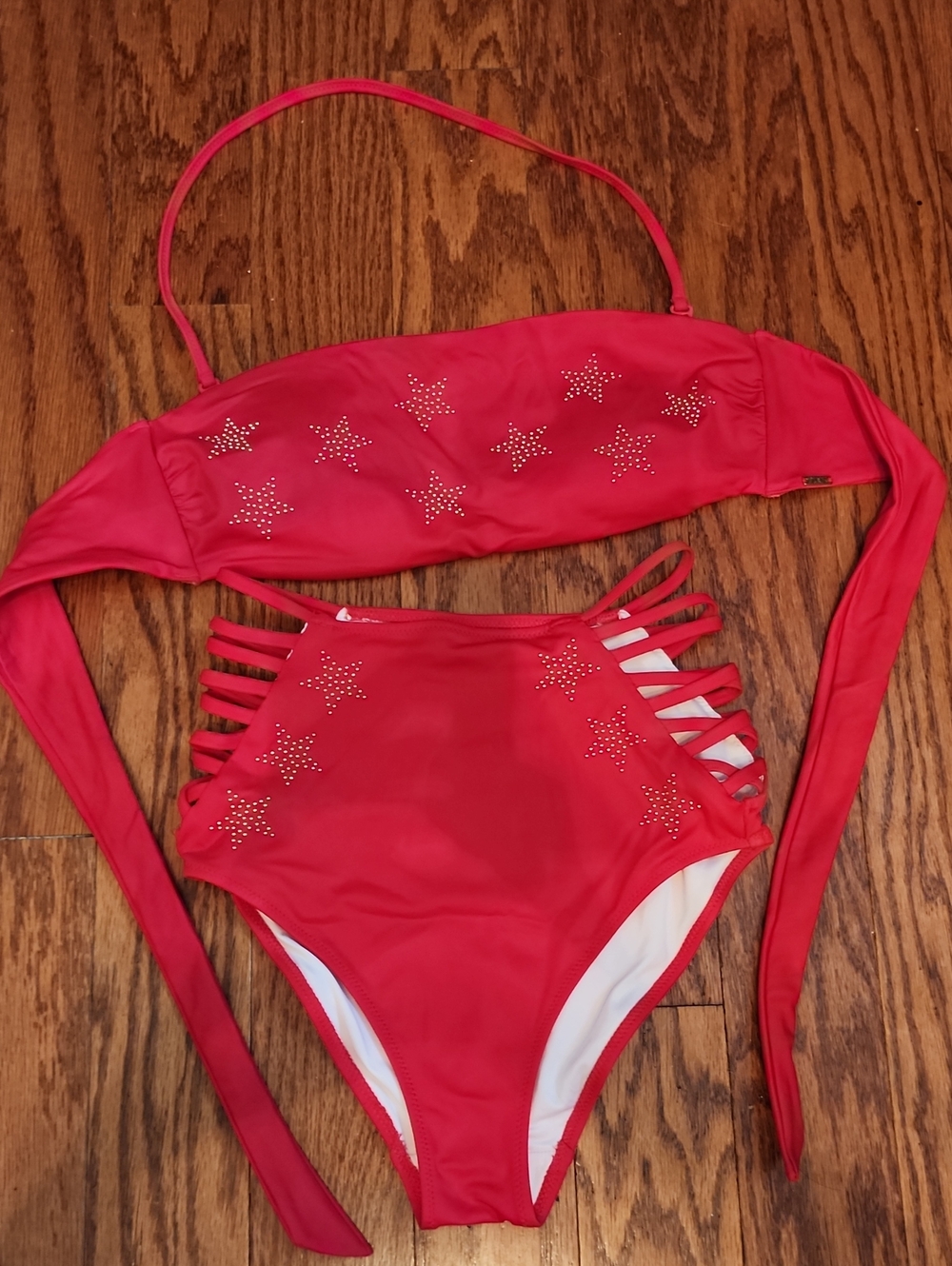 PINK Victoria's Secret Hot Pink Star Stud Two-Piece Bikini
